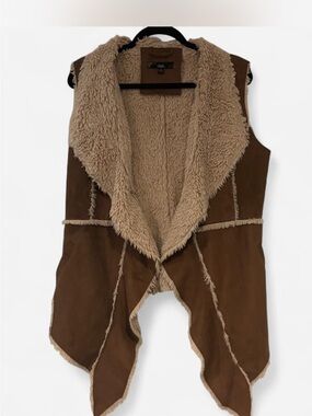 Cozy Brown Faux Suede Shearling-Lined Vest - Women
